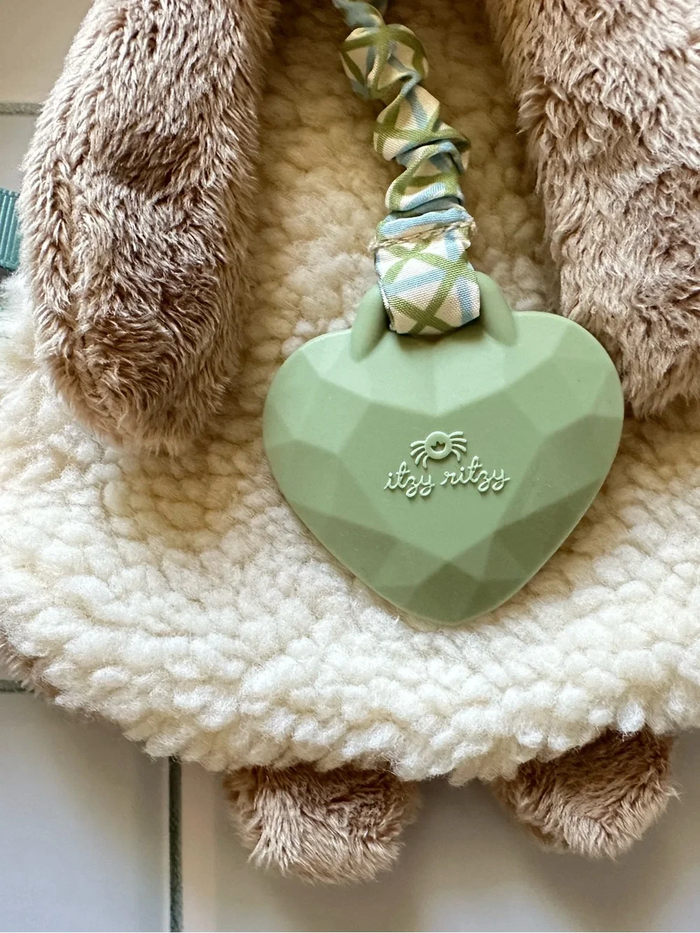 Itsy Ritzy Plush Bunny Comforter with Mint Teether